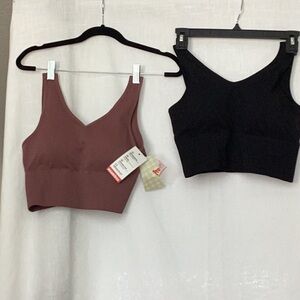 Pro Fit Sportswear Black and Brownish Fitted Crop Tank Tops (2)